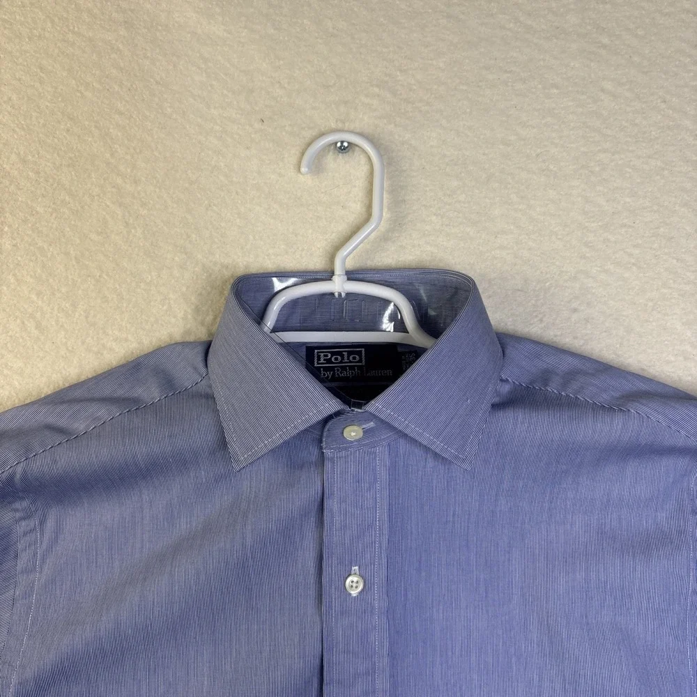 Vtg NWT Polo Ralph Lauren Shirt Mens L 16-35 Blue Stripe Long Sleeve Regent NWT
